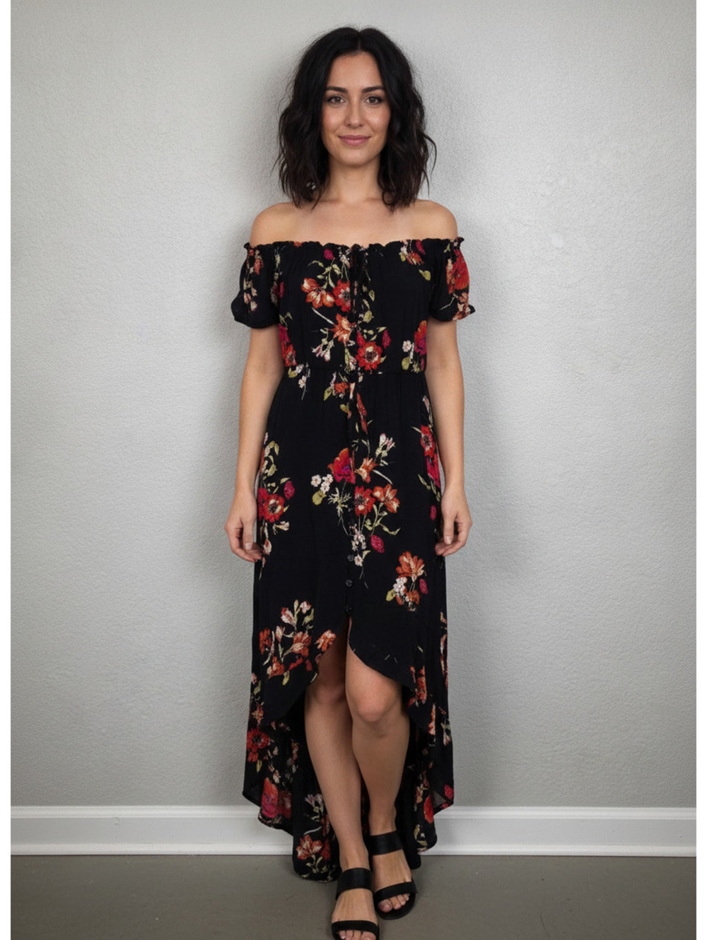 Anthropologie Band of Gypsies Floral Off Shoulder Maxi Dress